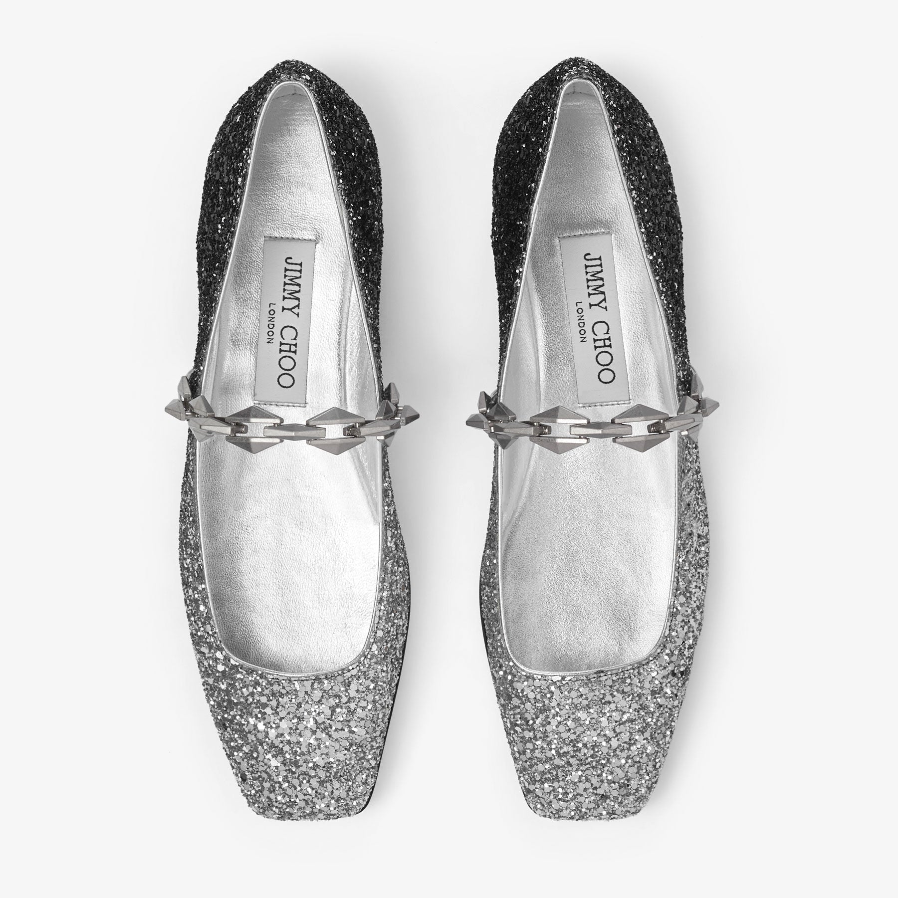 Ballerines Diamond plates à paillettes - Silver & Black