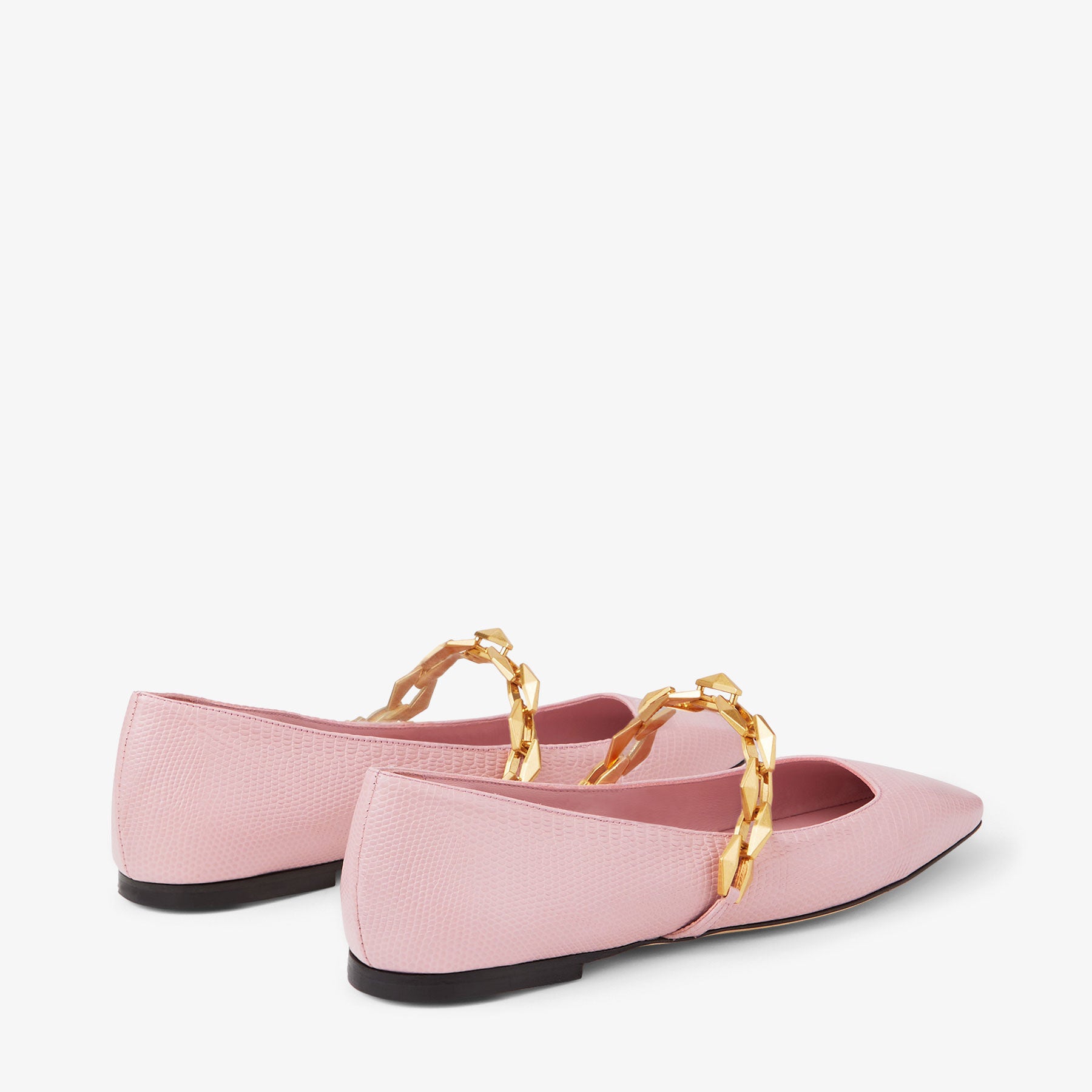 Ballerines Diamond plates en cuir à imprimé lézard - Rose