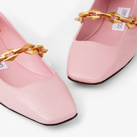 Ballerines Diamond plates en cuir à imprimé lézard - Rose