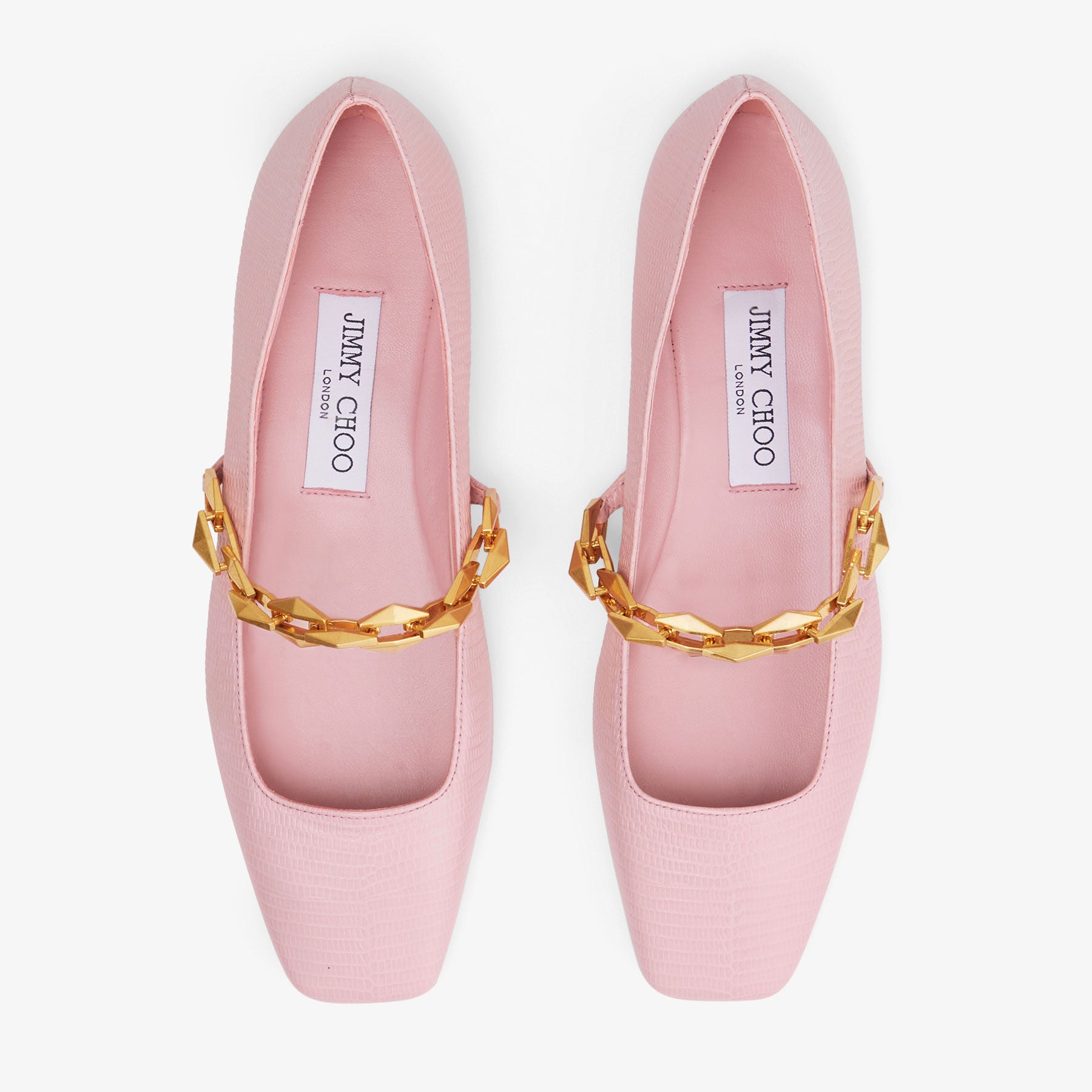 Ballerines Diamond plates en cuir à imprimé lézard - Rose