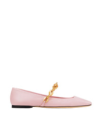 Ballerines Diamond plates en cuir à imprimé lézard - Rose