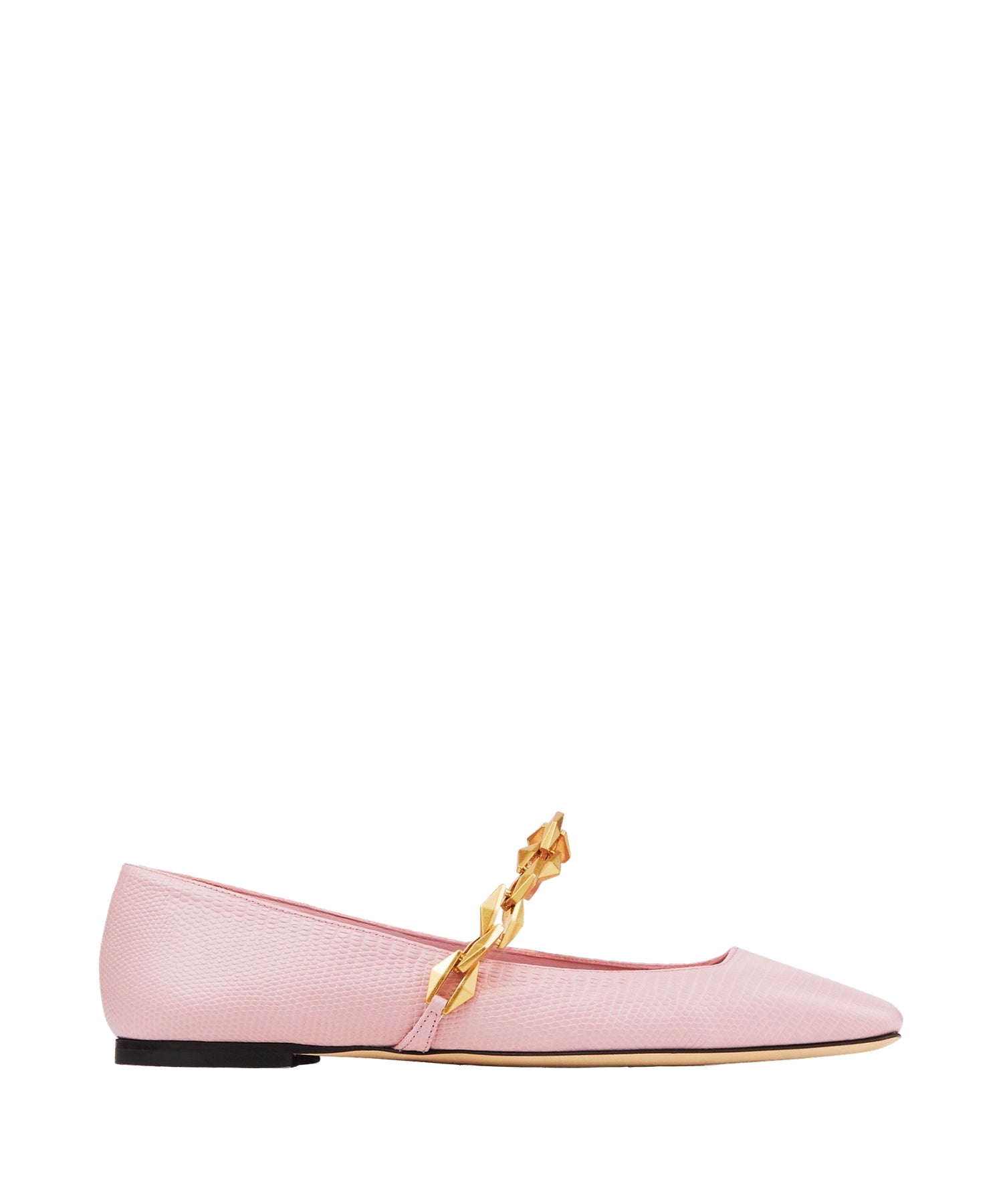 Ballerines Diamond plates en cuir à imprimé lézard - Rose