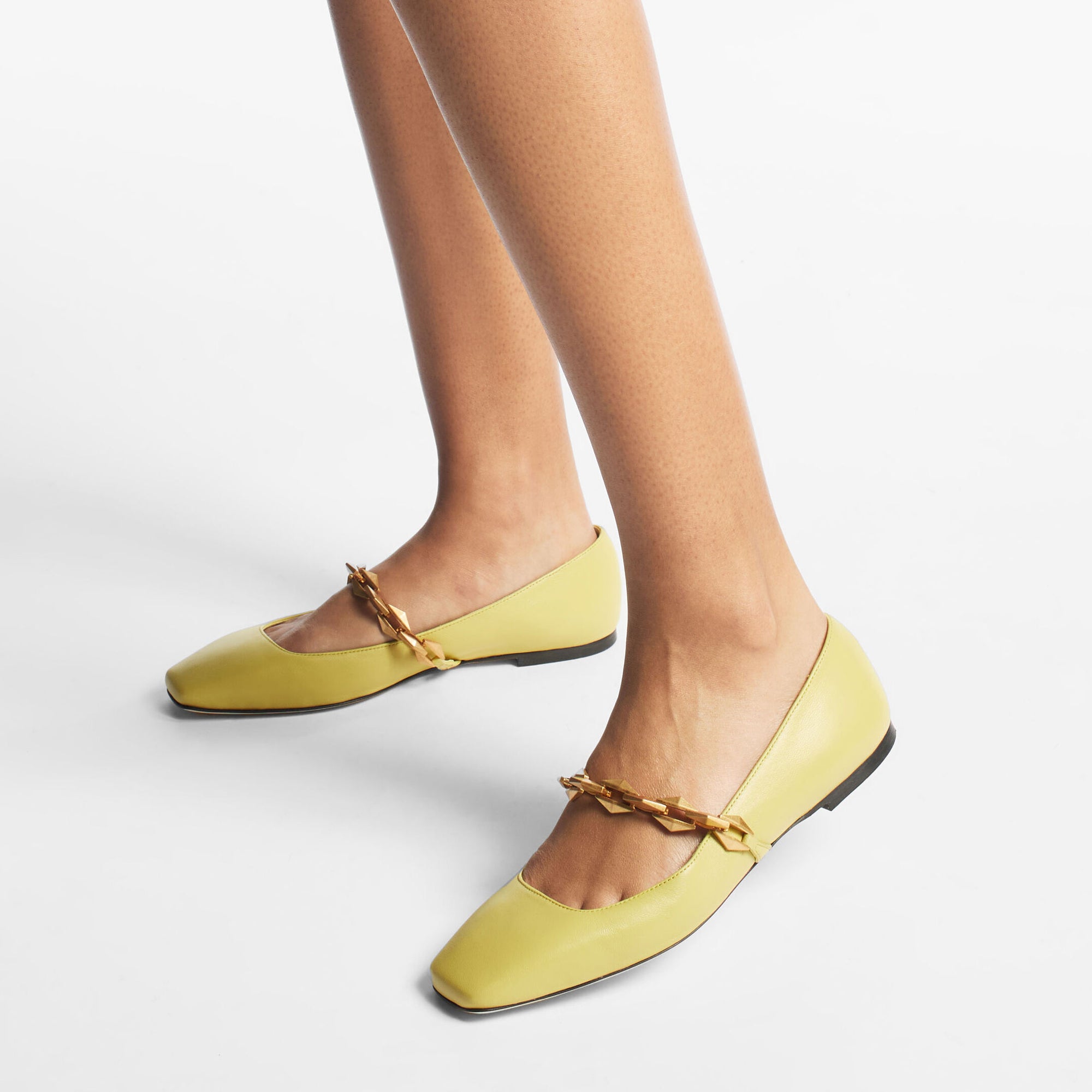 Ballerines Diamond plates en cuir - Sunbleached Yellow