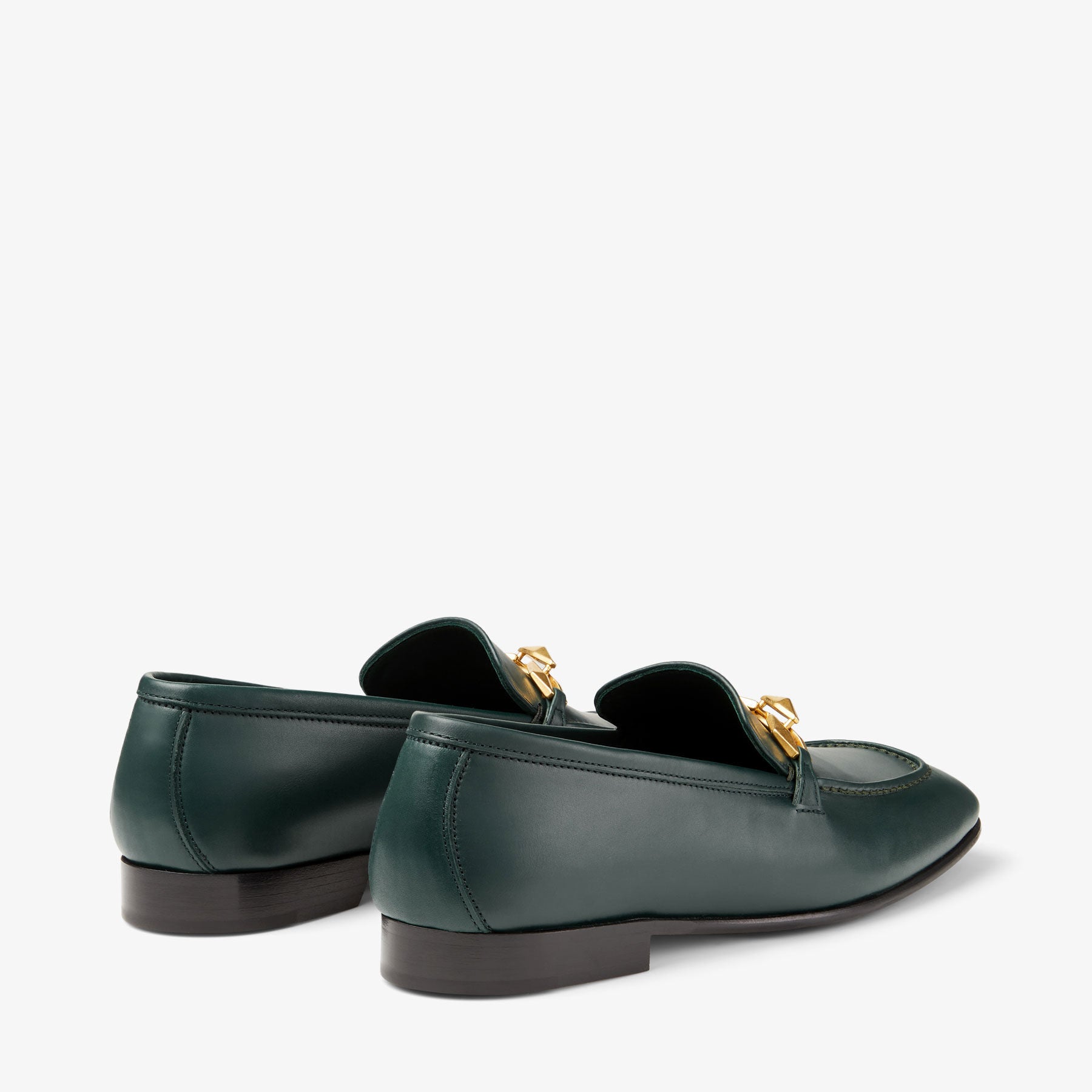 Mocassins Diamond avec chaîne 15 en cuir - Dark Green