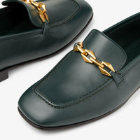 Mocassins Diamond avec chaîne 15 en cuir - Dark Green