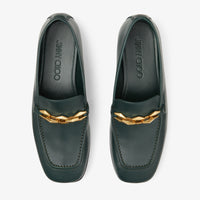 Mocassins Diamond avec chaîne 15 en cuir - Dark Green