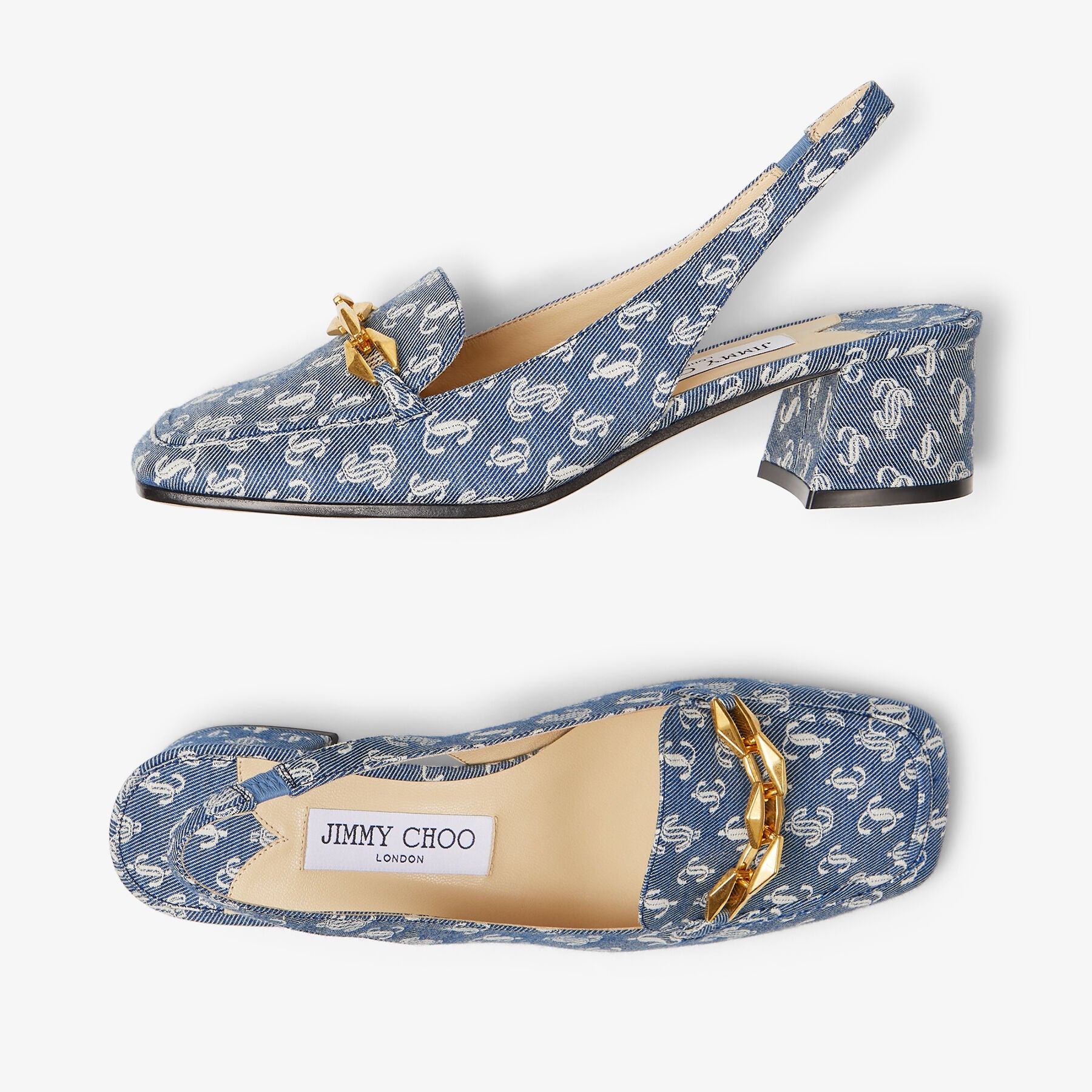 Diamond slingback slingbacks with chain 45 in denim - Denim