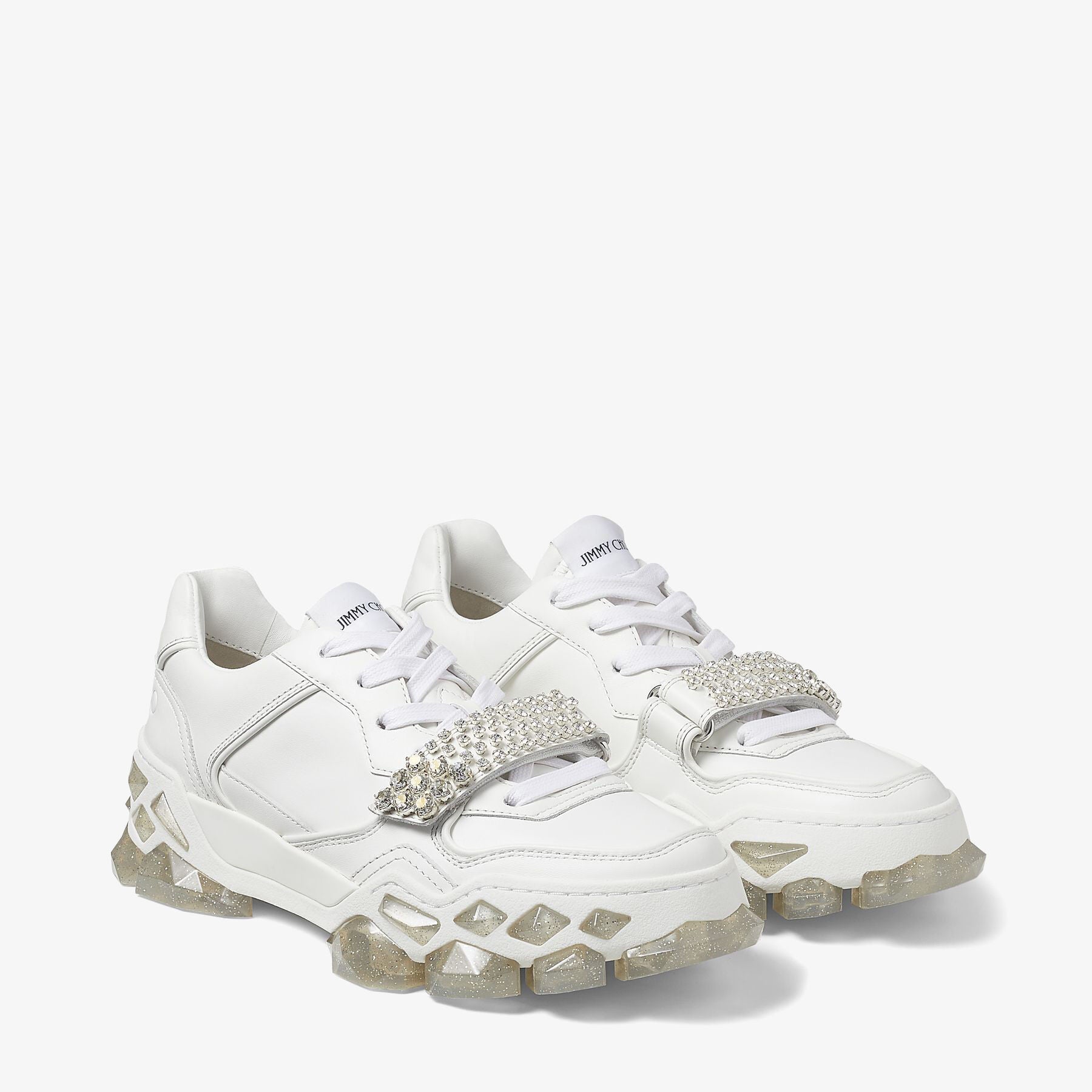 Sneakers Diamond en cuir - White & Crystal