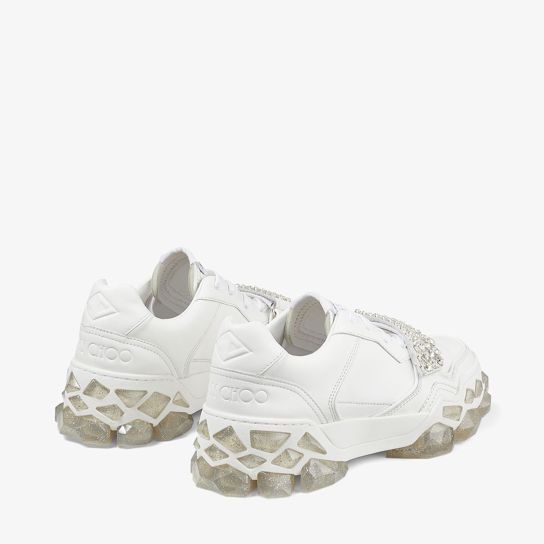 Sneakers Diamond en cuir - White & Crystal