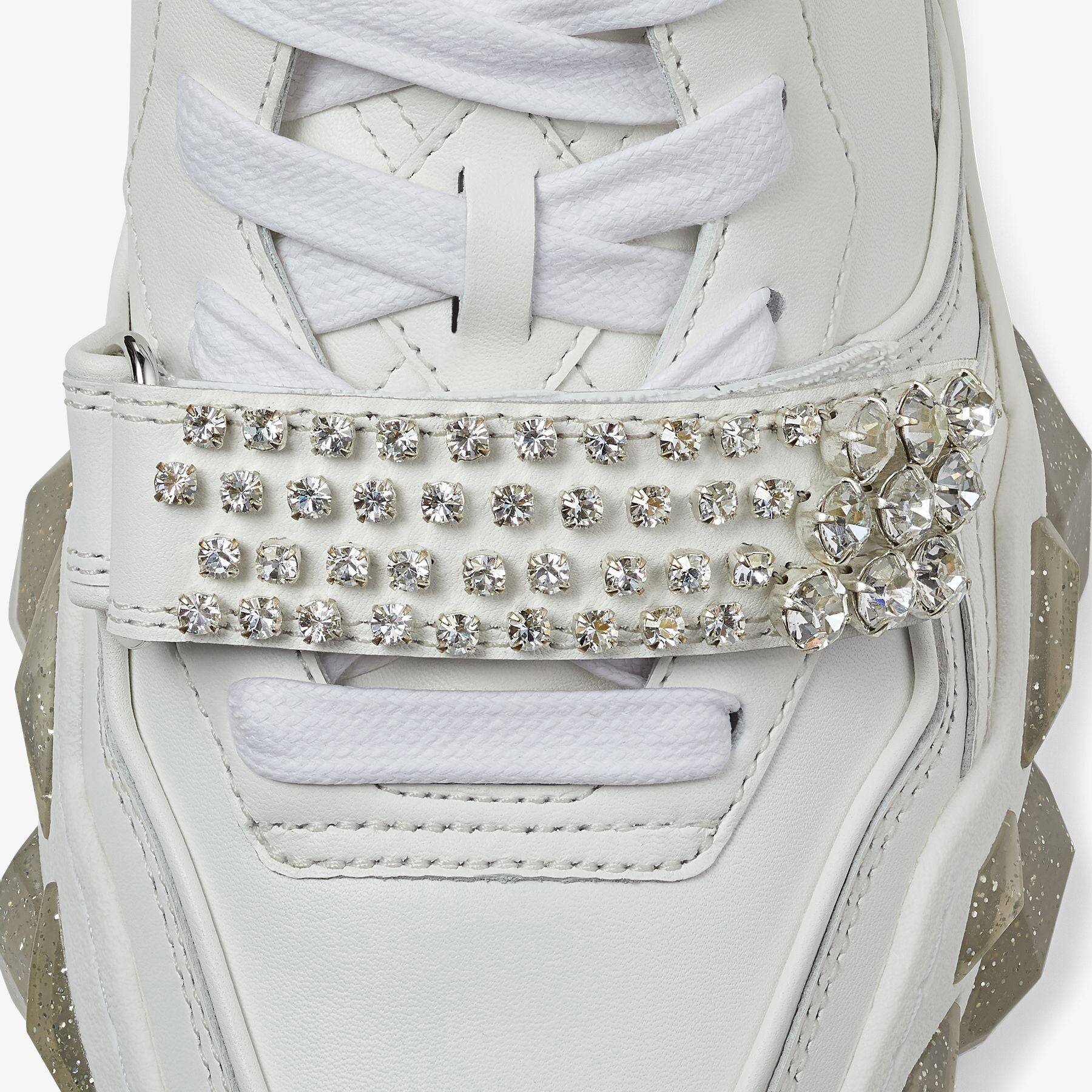 Sneakers Diamond en cuir - White & Crystal