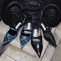 Slingbacks Didi à bout pointu 45 en tissu écossais - Peacock