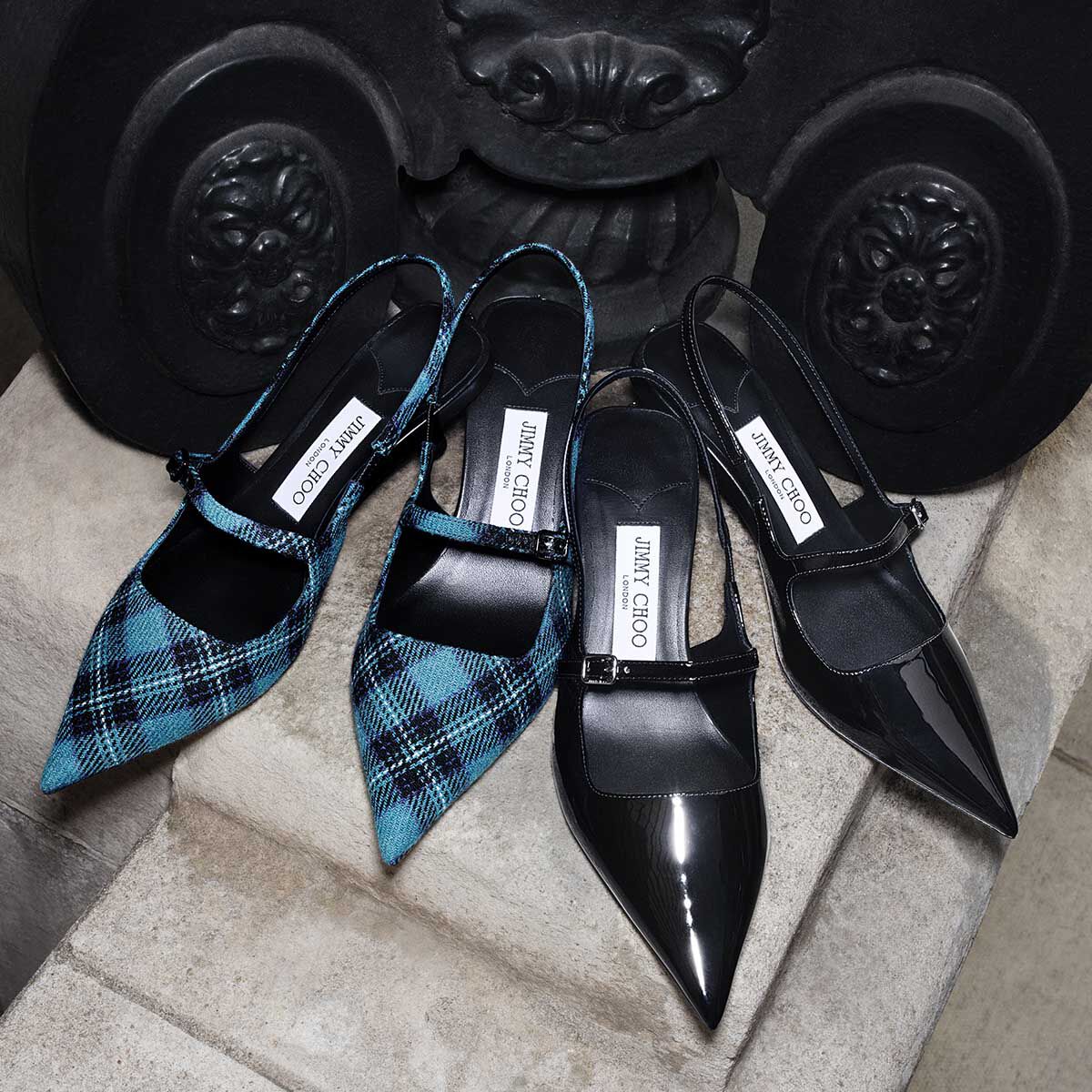 Slingbacks Didi à bout pointu 45 en tissu écossais - Peacock