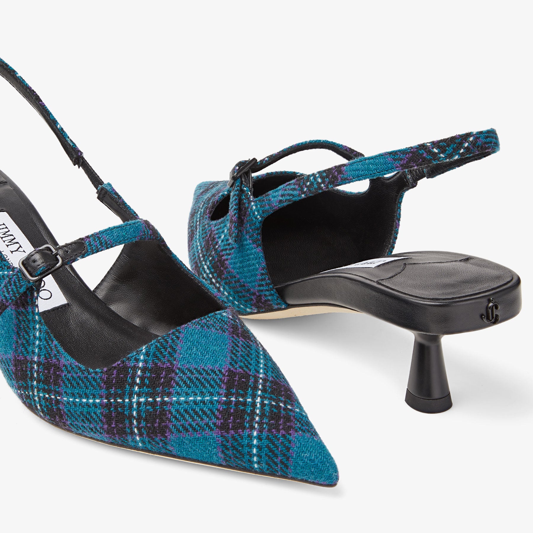 Slingbacks Didi à bout pointu 45 en tissu écossais - Peacock