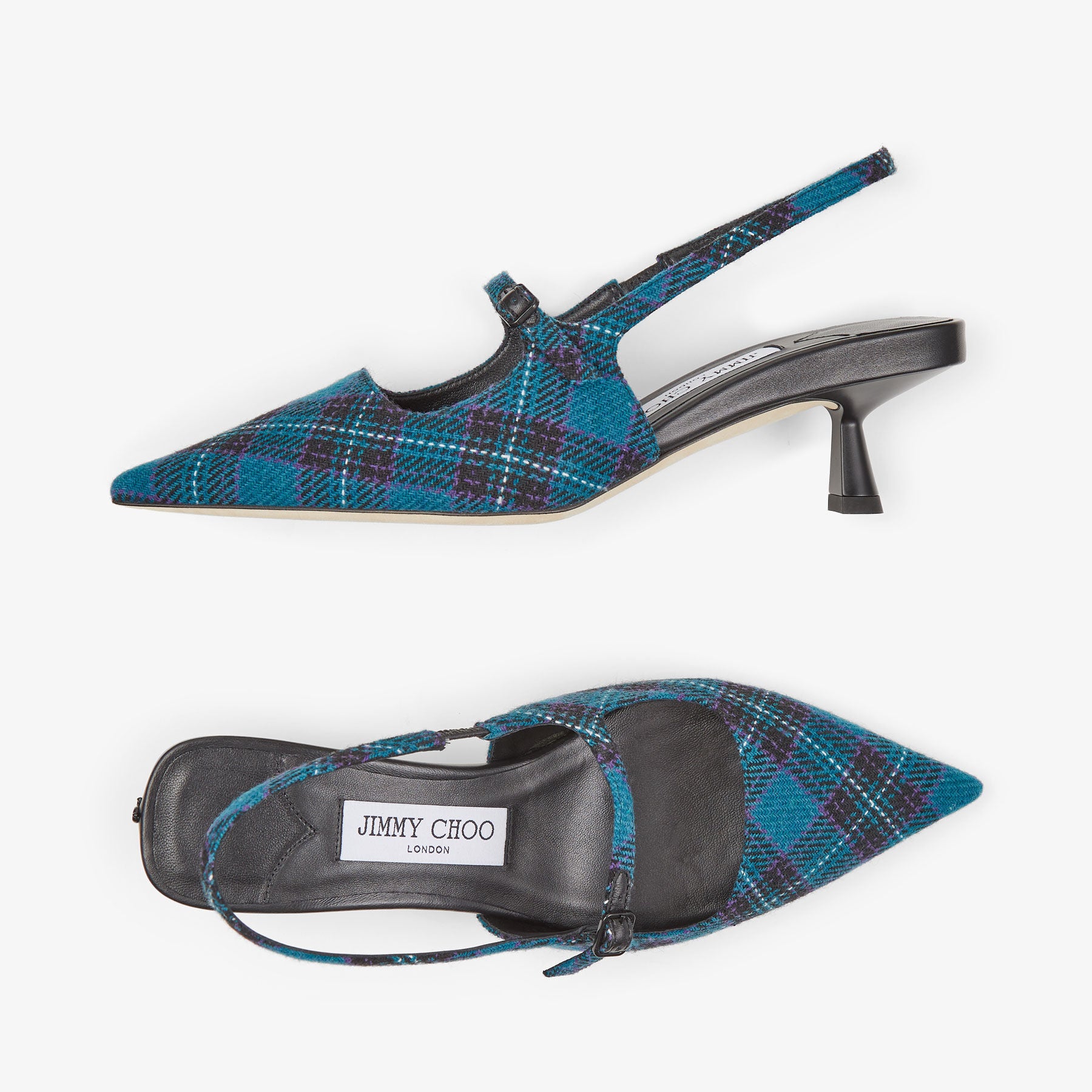 Slingbacks Didi à bout pointu 45 en tissu écossais - Peacock