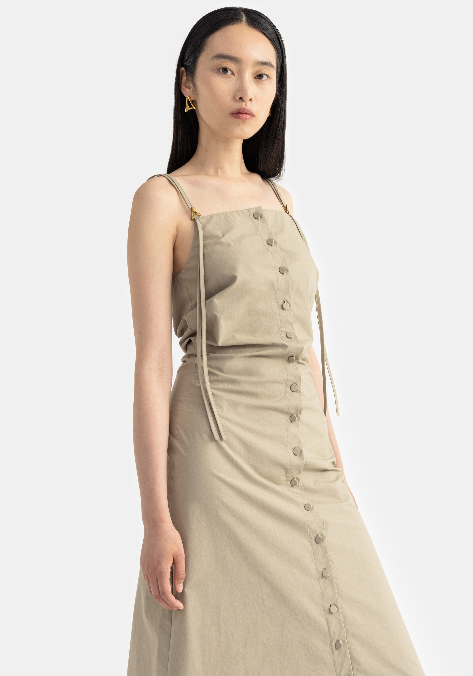 Robe midi Dionne boutonnée - Olive