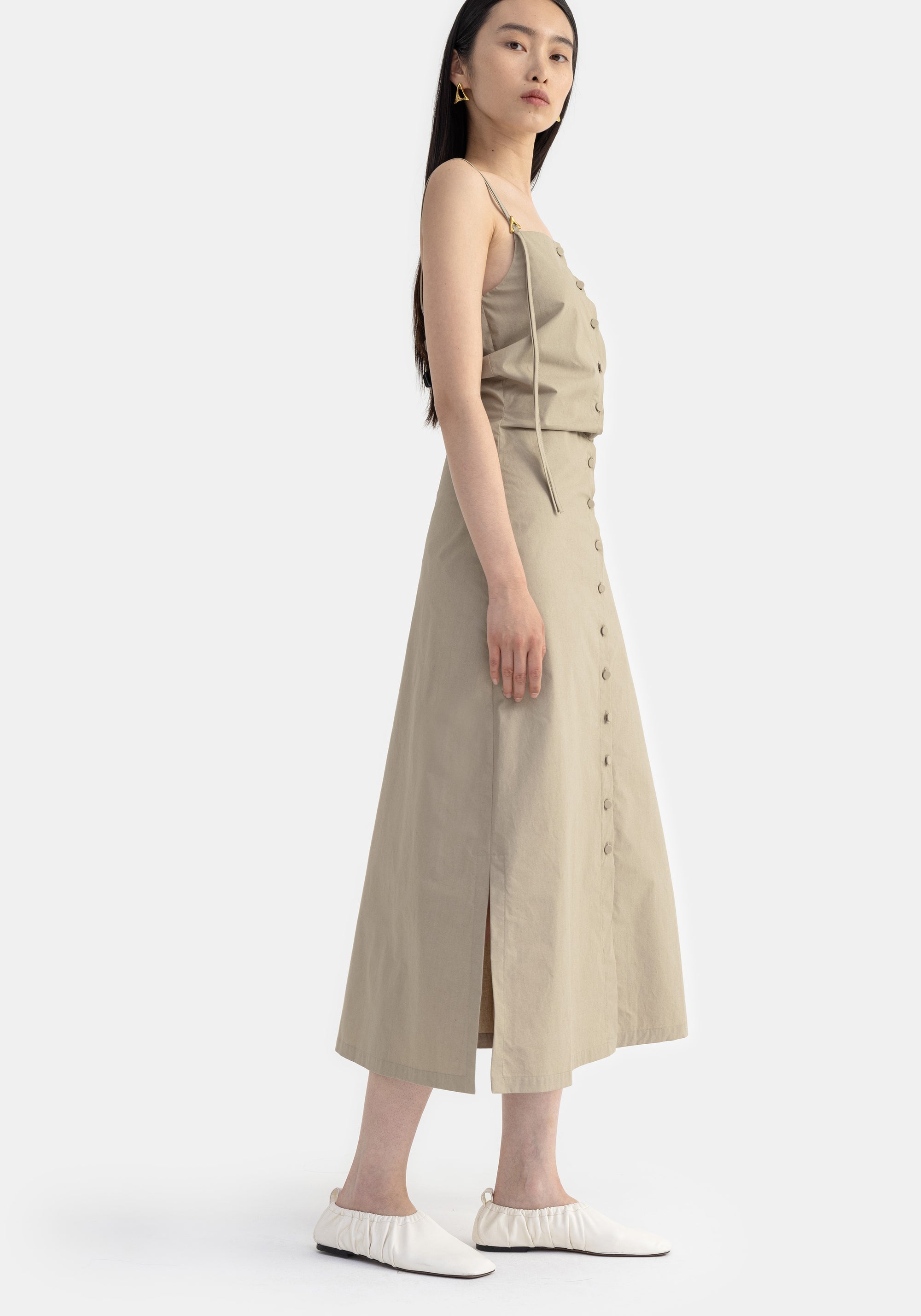 Robe midi Dionne boutonnée - Olive