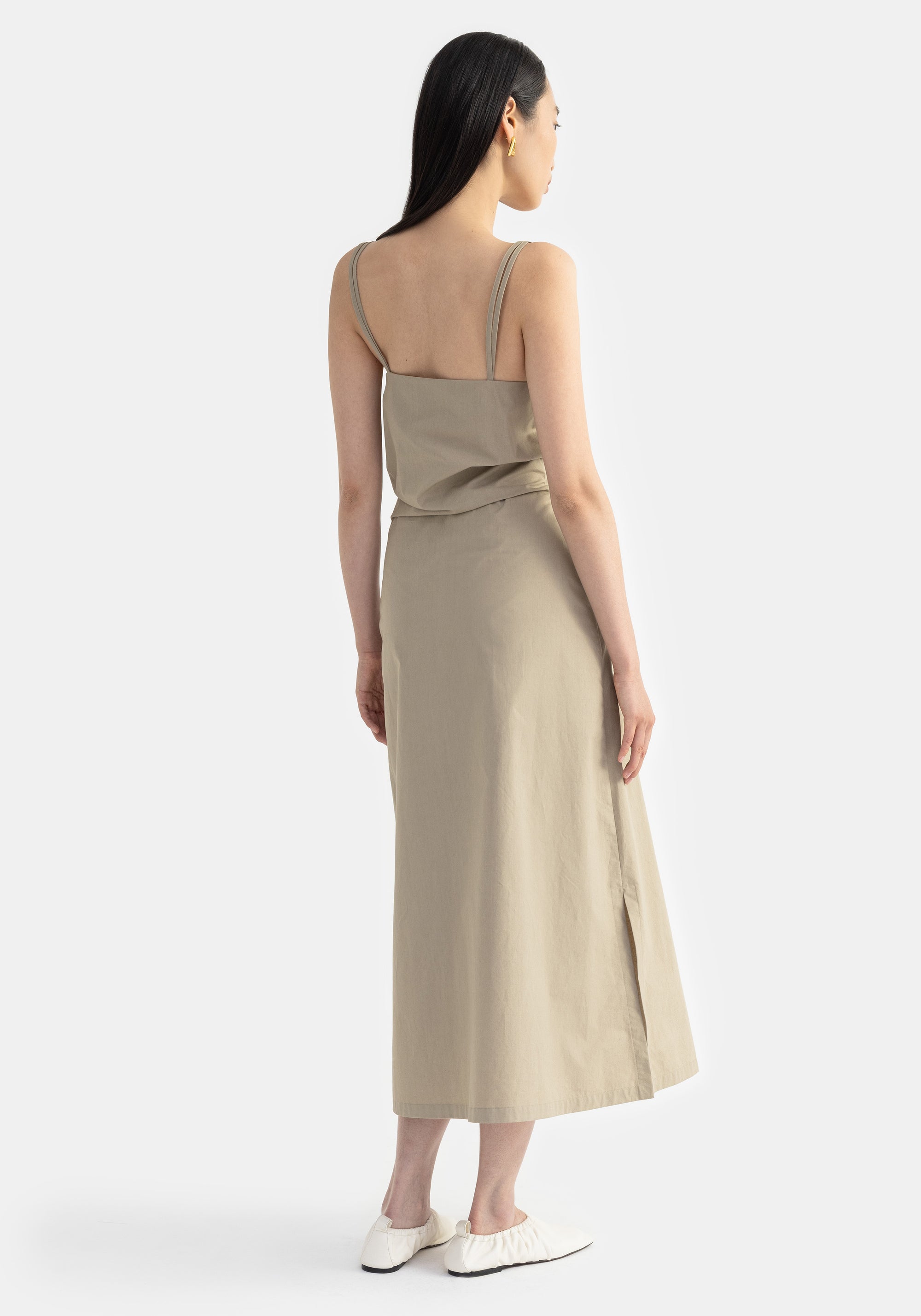 Robe midi Dionne boutonnée - Olive