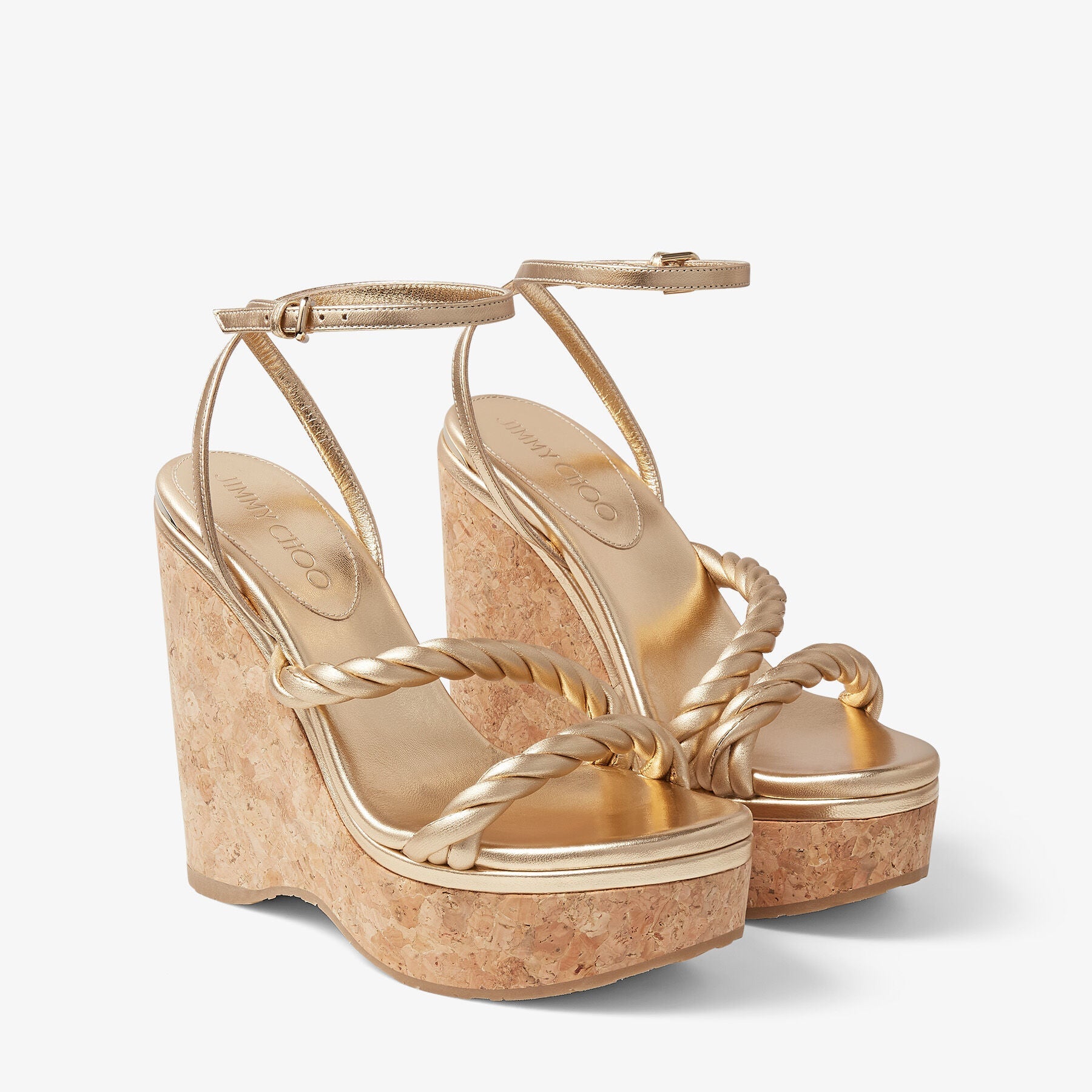 Sandales compensées Diosa 130 en cuir - Gold