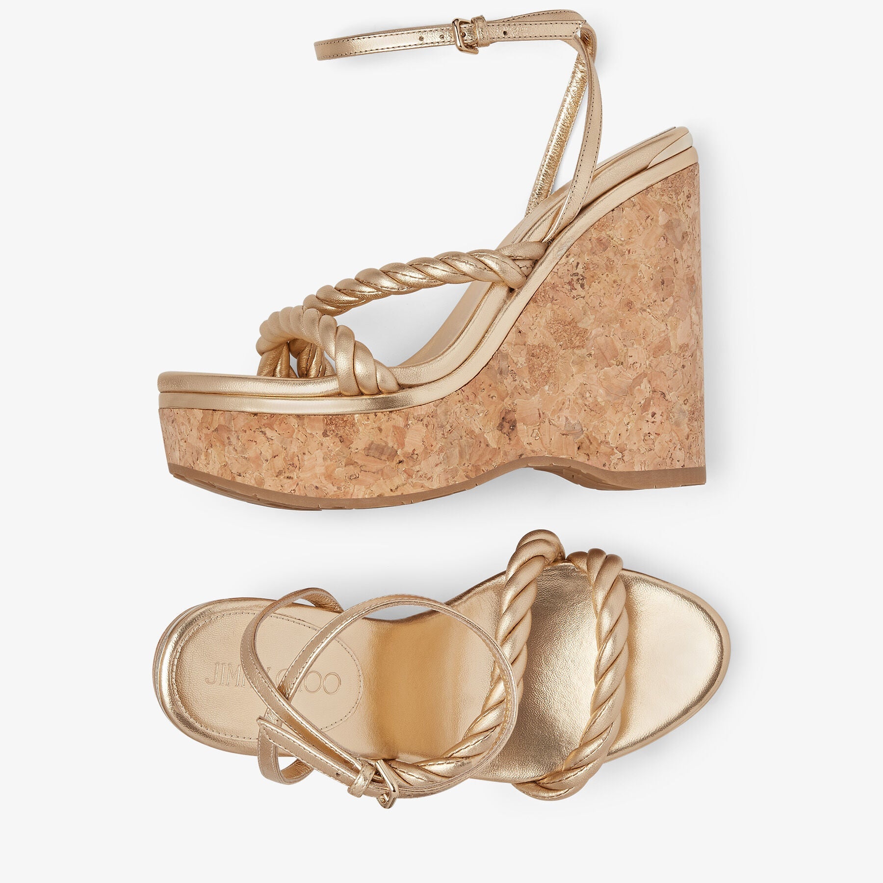 Sandales compensées Diosa 130 en cuir - Gold