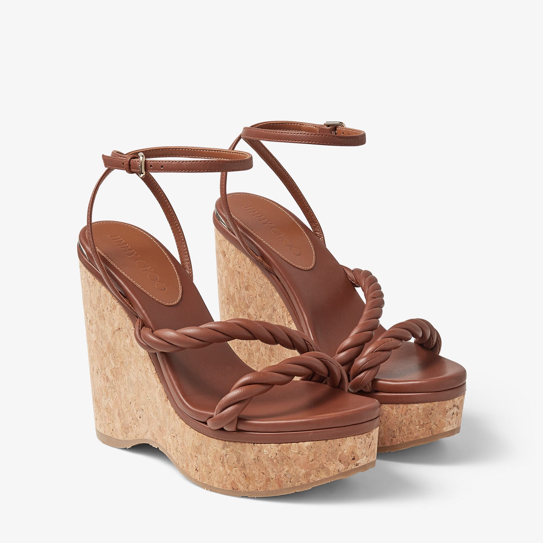 Sandales compensées Diosa 130 en cuir - Tan