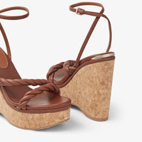 Sandales compensées Diosa 130 en cuir - Tan