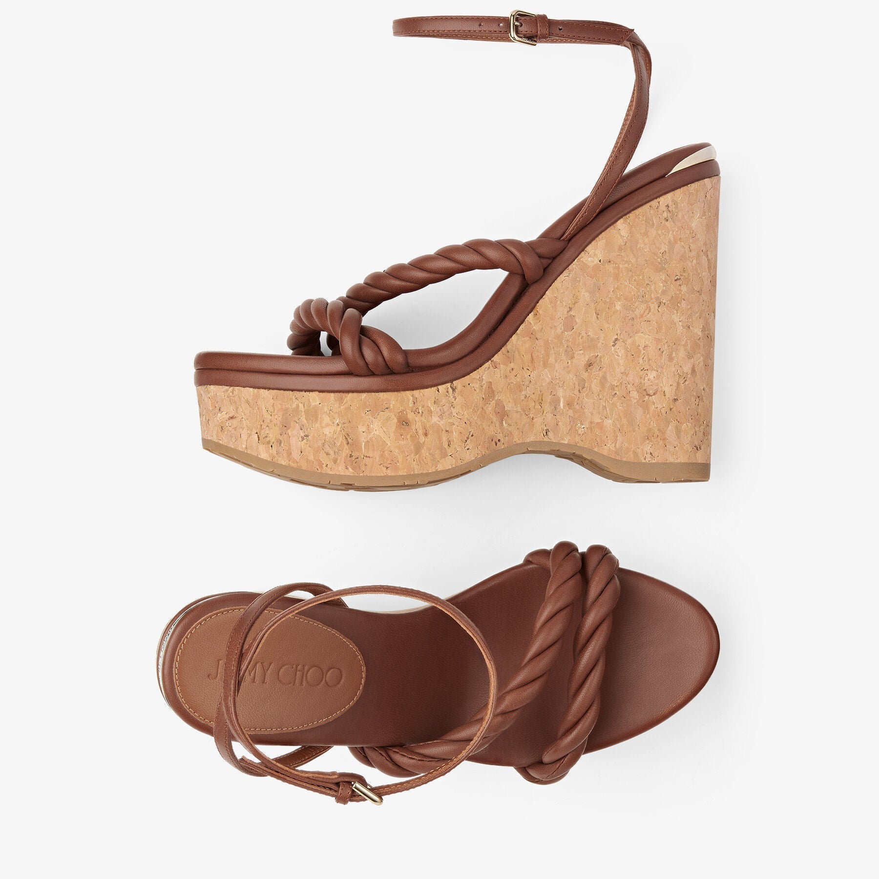 Sandales compensées Diosa 130 en cuir - Tan