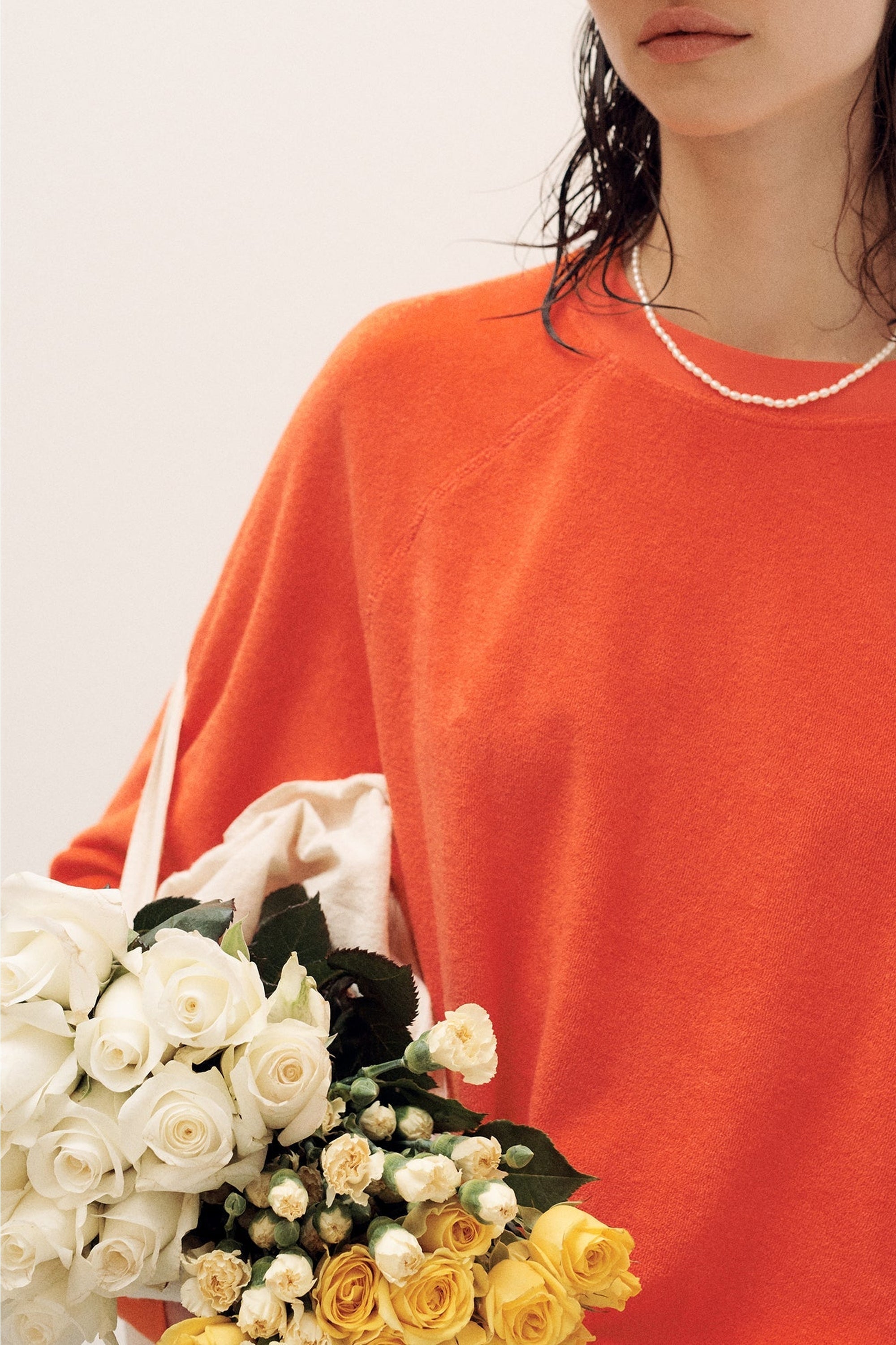 Sweatshirt avec logo en velours - Cerise