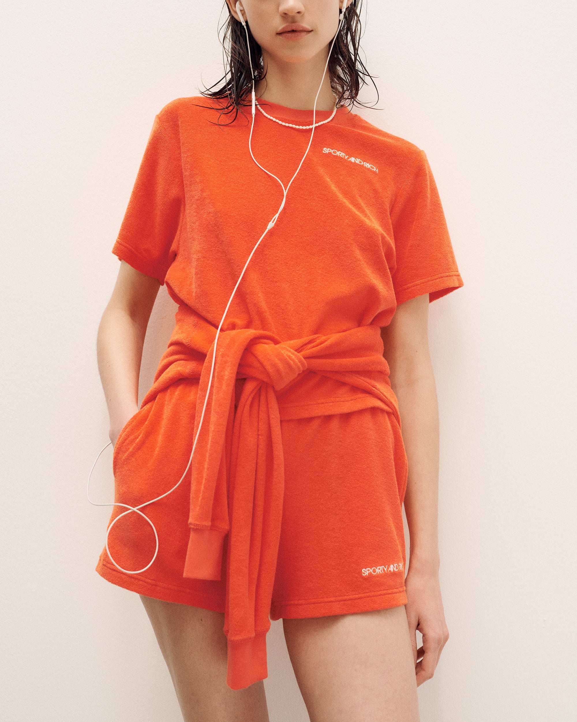 Disco Terry Short - Cerise & White
