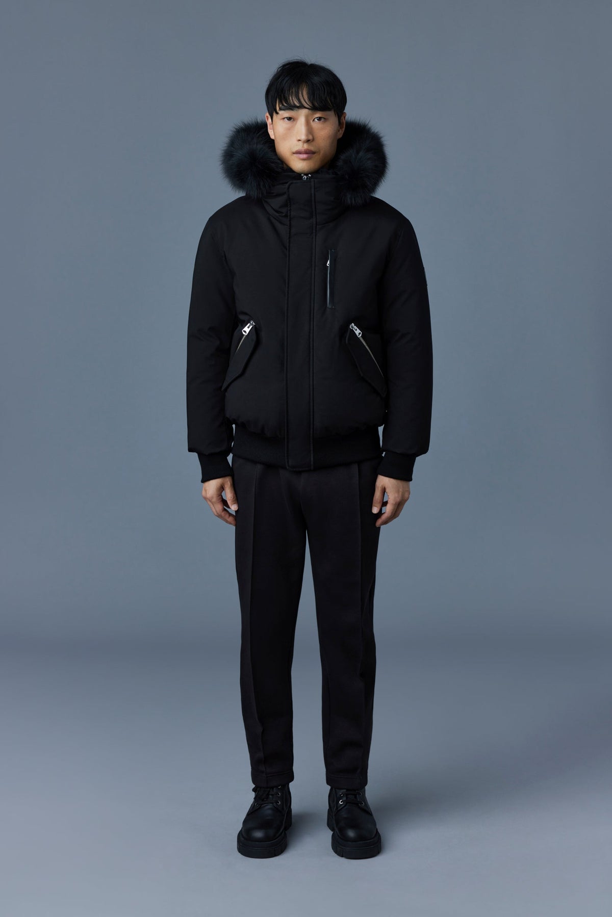 Black-Black Men's Hooded Down Jacket