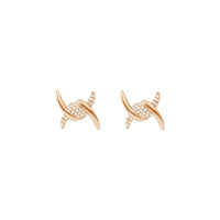 PT2_PrixTroca:650€_VentesTroca:0_QtyTroca:1_ST:0%_Puces d'oreilles Barbelé en Or rose 18K serties de diamants - Rose
