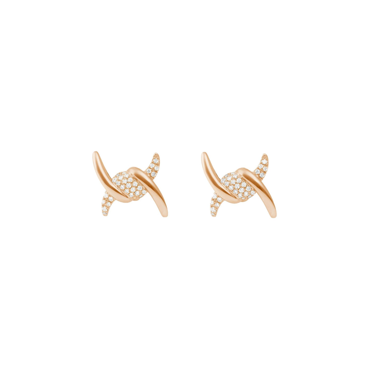 PT2_PrixTroca:650€_VentesTroca:0_QtyTroca:1_ST:0%_Puces d'oreilles Barbelé en Or rose 18K serties de diamants - Rose