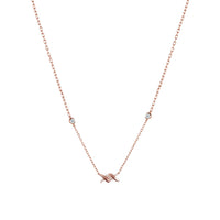 Collier Barbelé en Or rose 18K serti de diamants - Rose