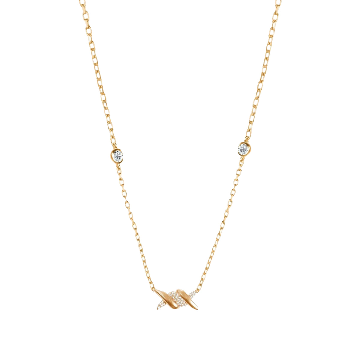 Collier Barbelé en Or jaune 18K serti de diamants - Jaune