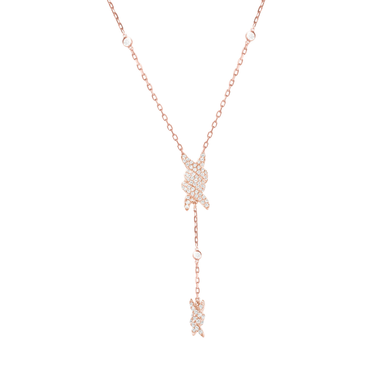 Barbelé Necklace in Rose Gold set with diamonds - Rose