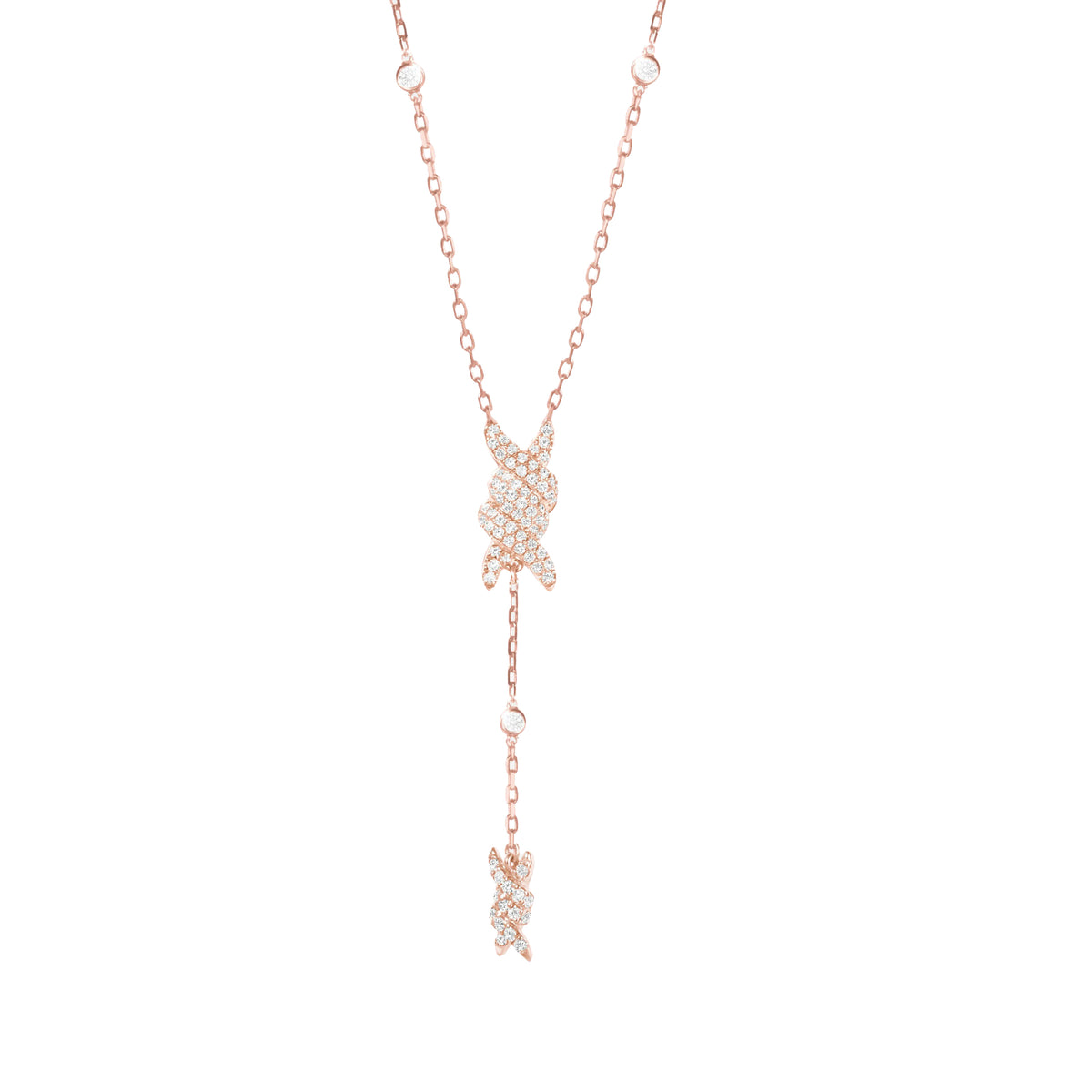 Collier Barbelé en Or rose serti de diamants - Rose