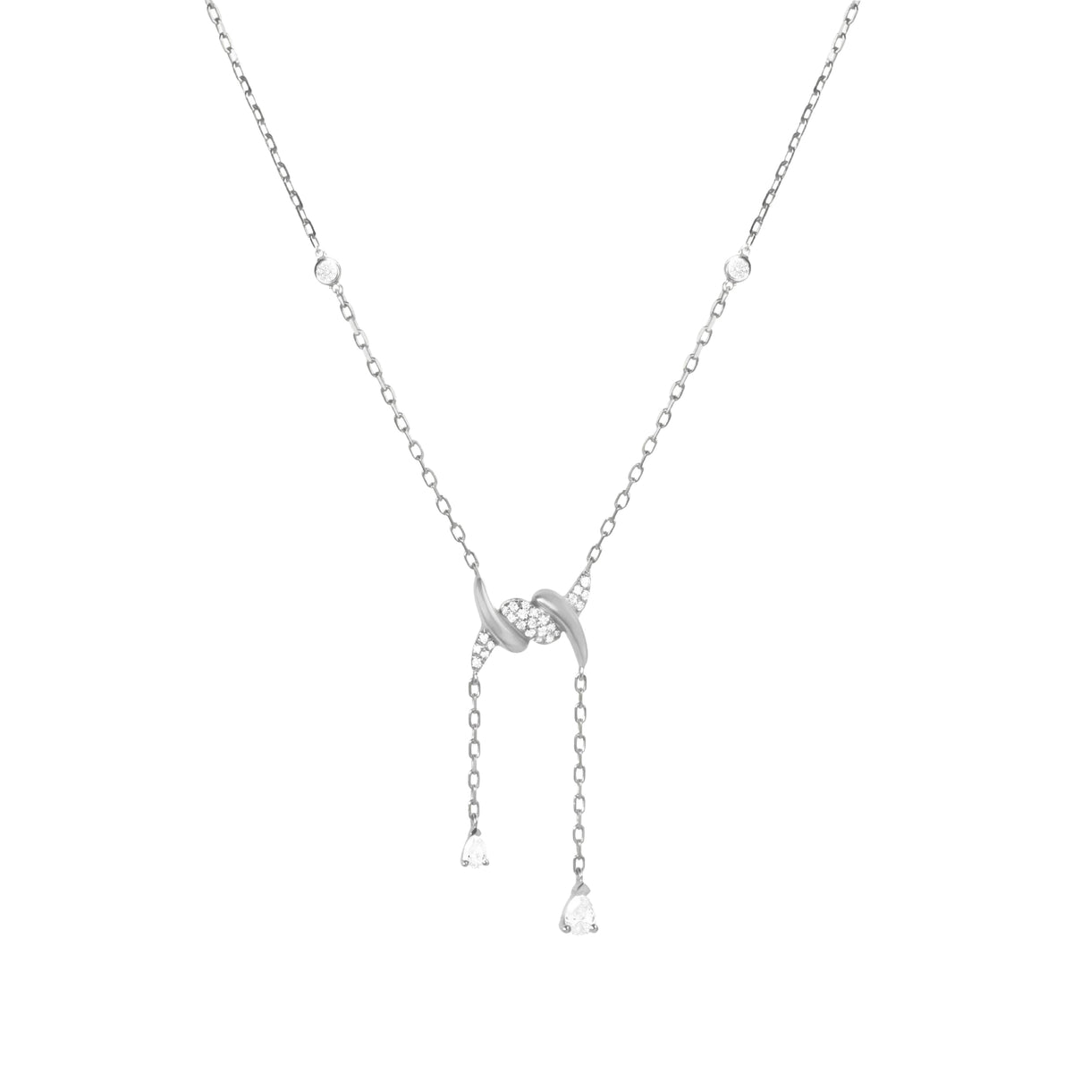 Barbelé Necklace in 18K White Gold set with diamonds - White