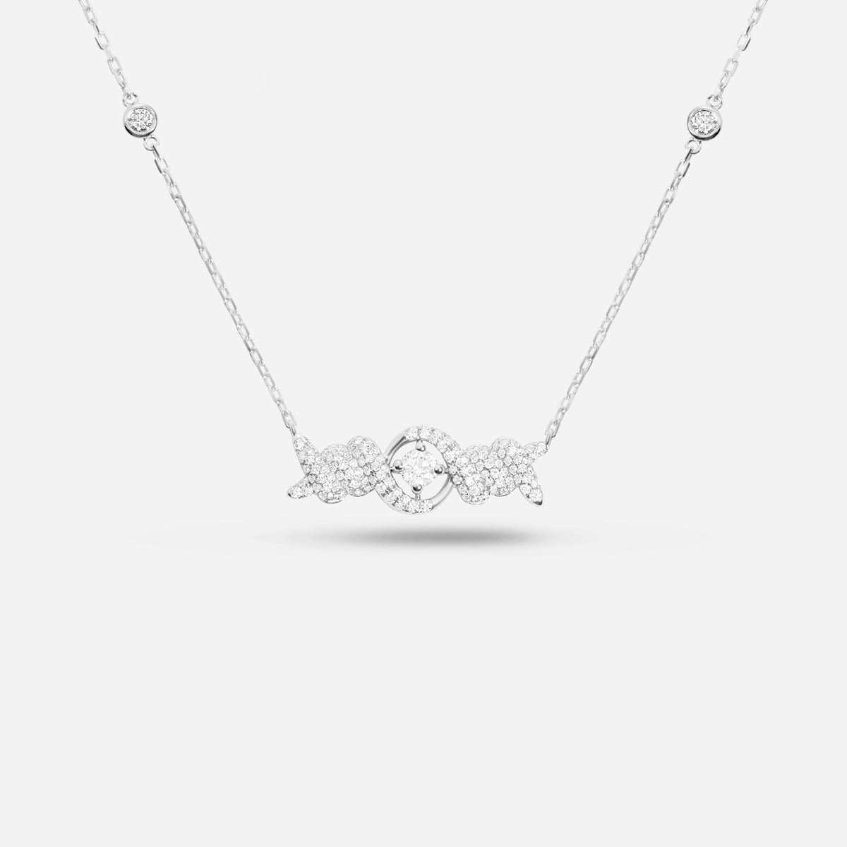COLLIER BARBELE OR BLANC