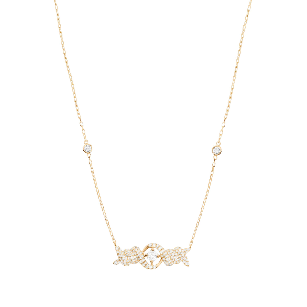 Collier Barbelé en Or jaune 18K serti de diamants - Jaune