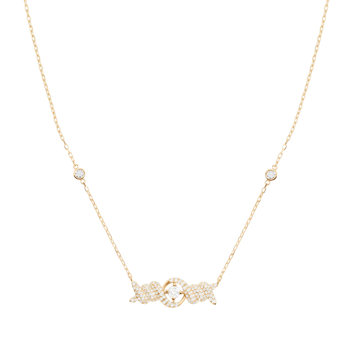 PT2_PrixTroca:1085€_VentesTroca:0_QtyTroca:1_ST:0%_Collier Barbelé en Or jaune 18K serti de diamants - Jaune