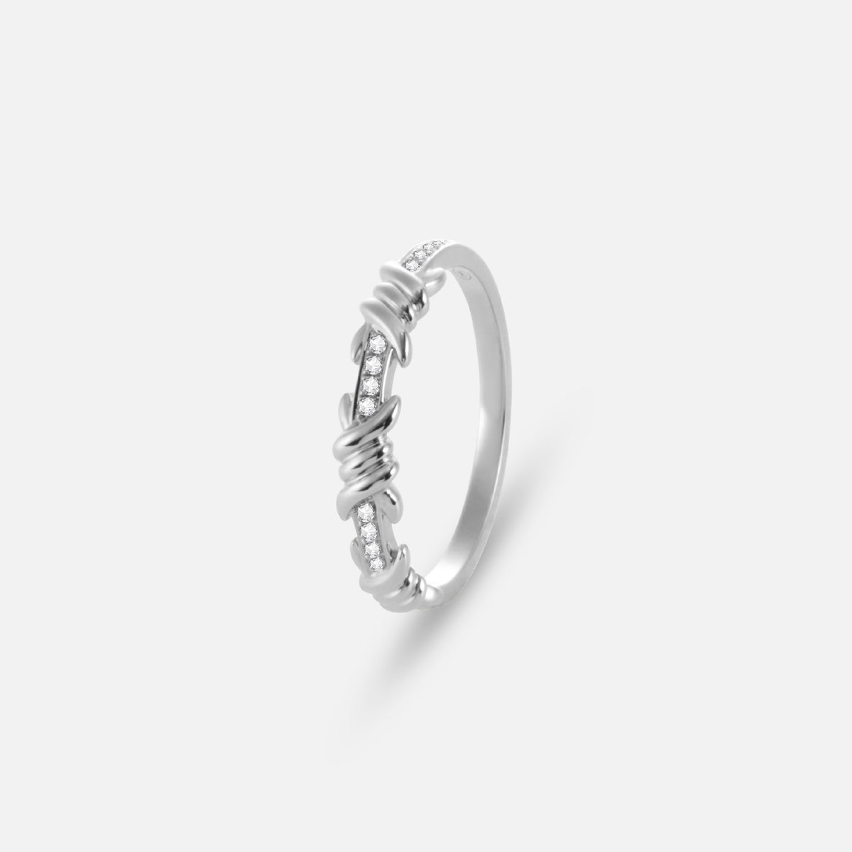 BAGUE BARBELE OR BLANC