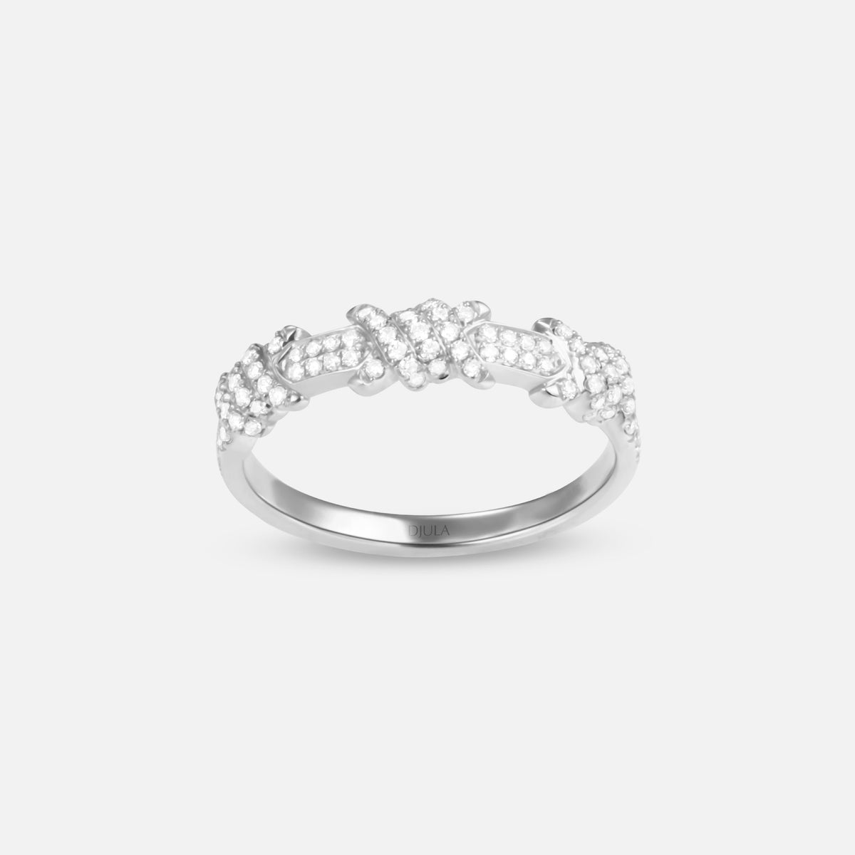 BAGUE BARBELE OR BLANC