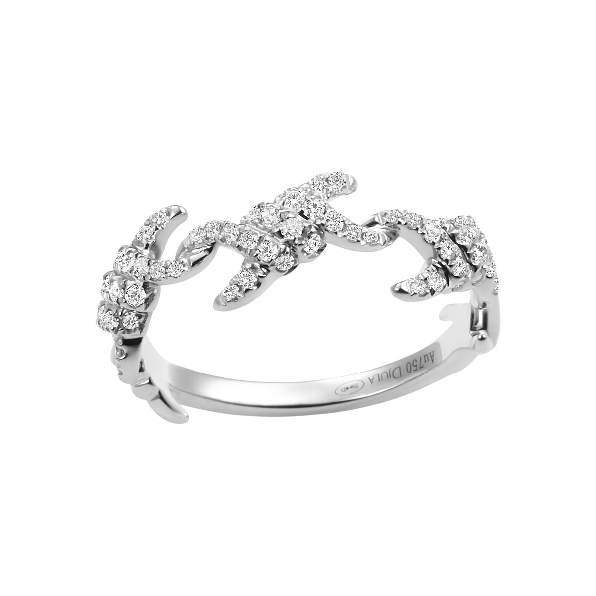 PrixTroca:660€_VentesTroca:0_QtyTroca:1_ST:0%_Bague Barbelé en Or blanc 18K sertie de diamants - Blanc