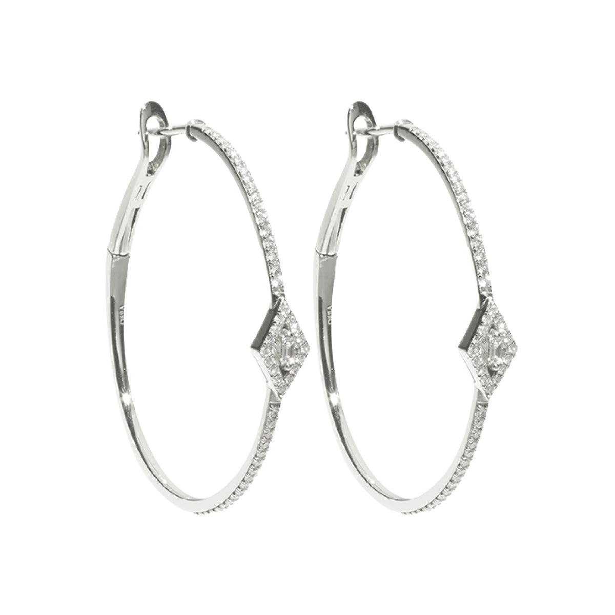 PrixTroca:1225€_VentesTroca:0_QtyTroca:1_ST:0%_Boucles d'oreilles Créoles Délicatesse en Or blanc 18K serties de diamants - Blanc