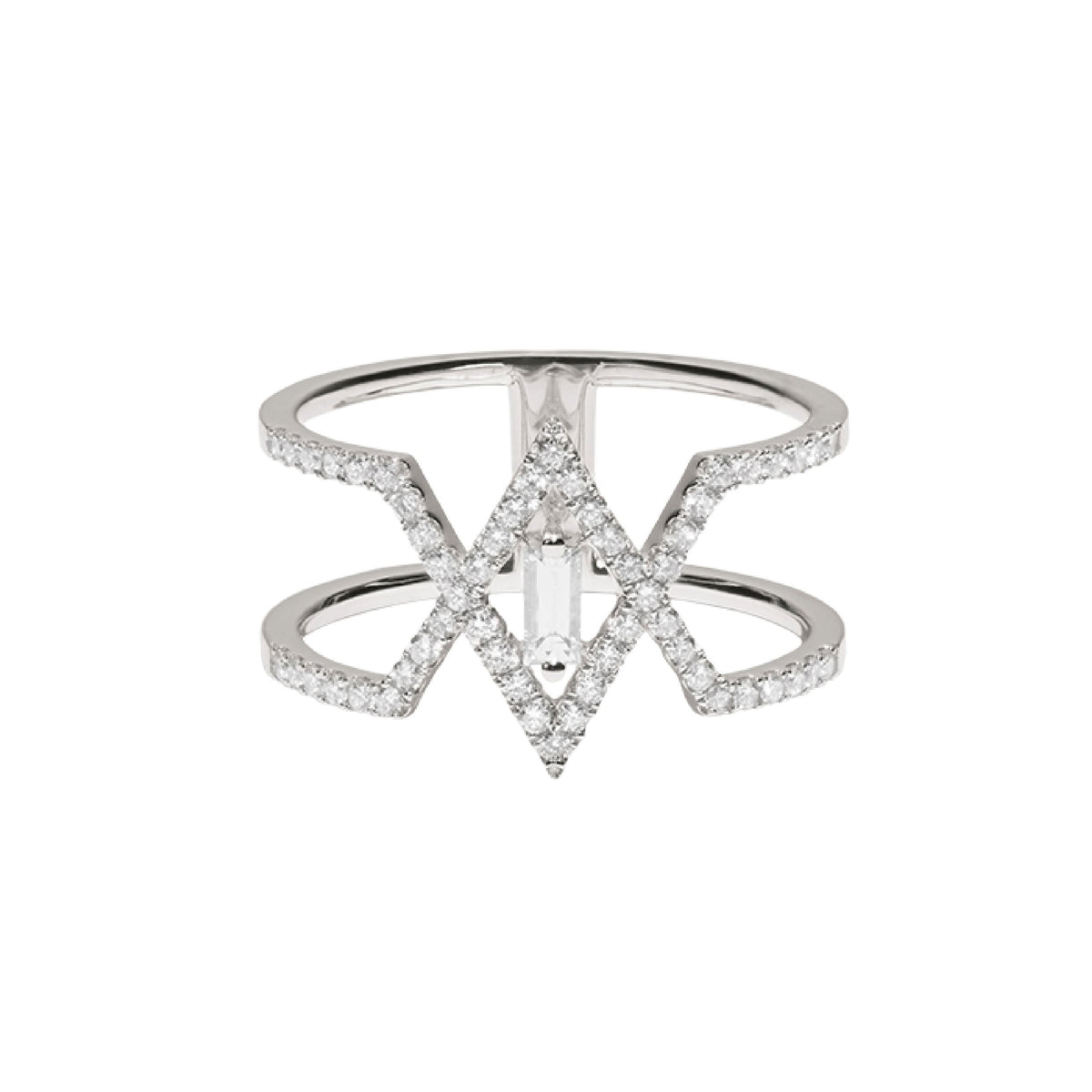 Délicatesse Ring in 18K white gold set with diamonds - White