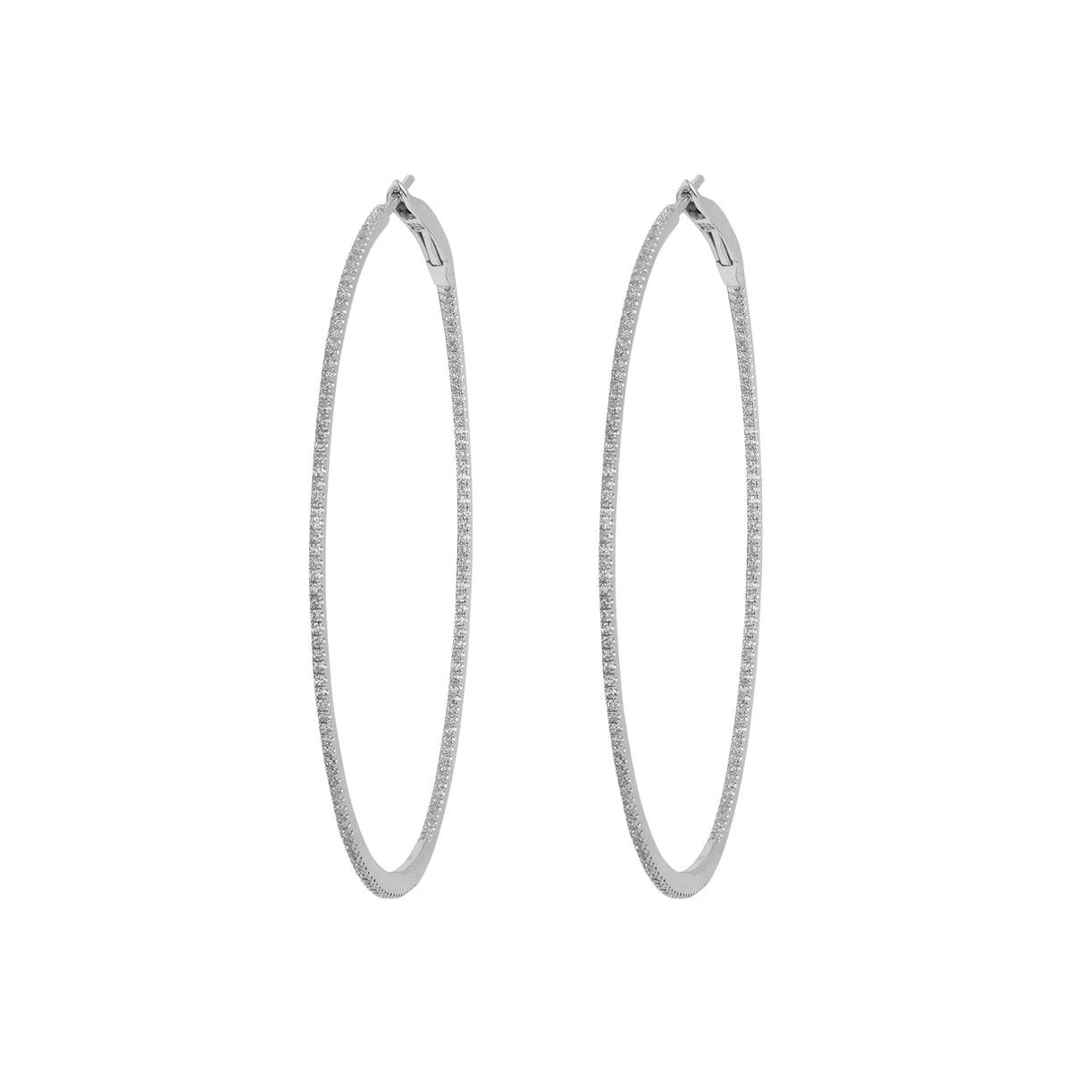 PrixTroca:2015€_VentesTroca:1_QtyTroca:1_ST:100%_Boucles d'oreilles créoles Graphique en Or blanc 18K serties de diamants - Blanc