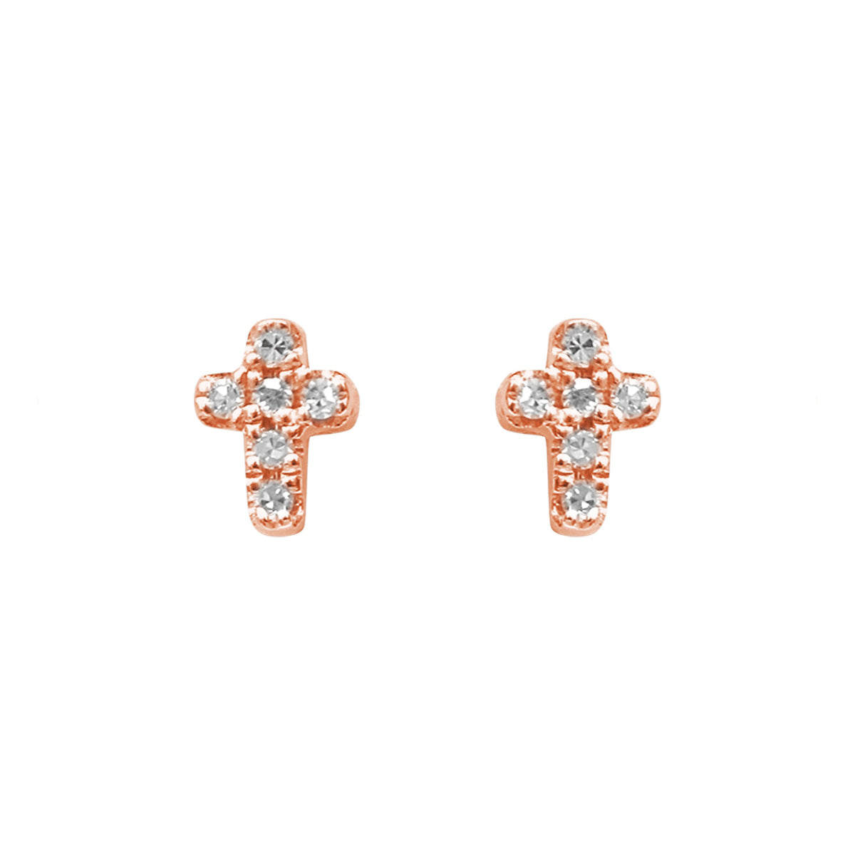 BOUCLES D OREILLES MAGIC TOUCH OR ROSE MOTIF CROIX