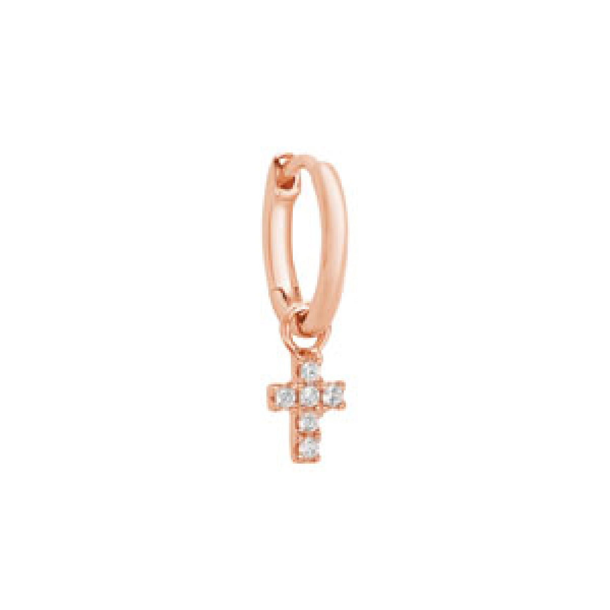MONO BOUCLE D OREILLE MAGIC TOUCH OR ROSE MOTIF CROIX