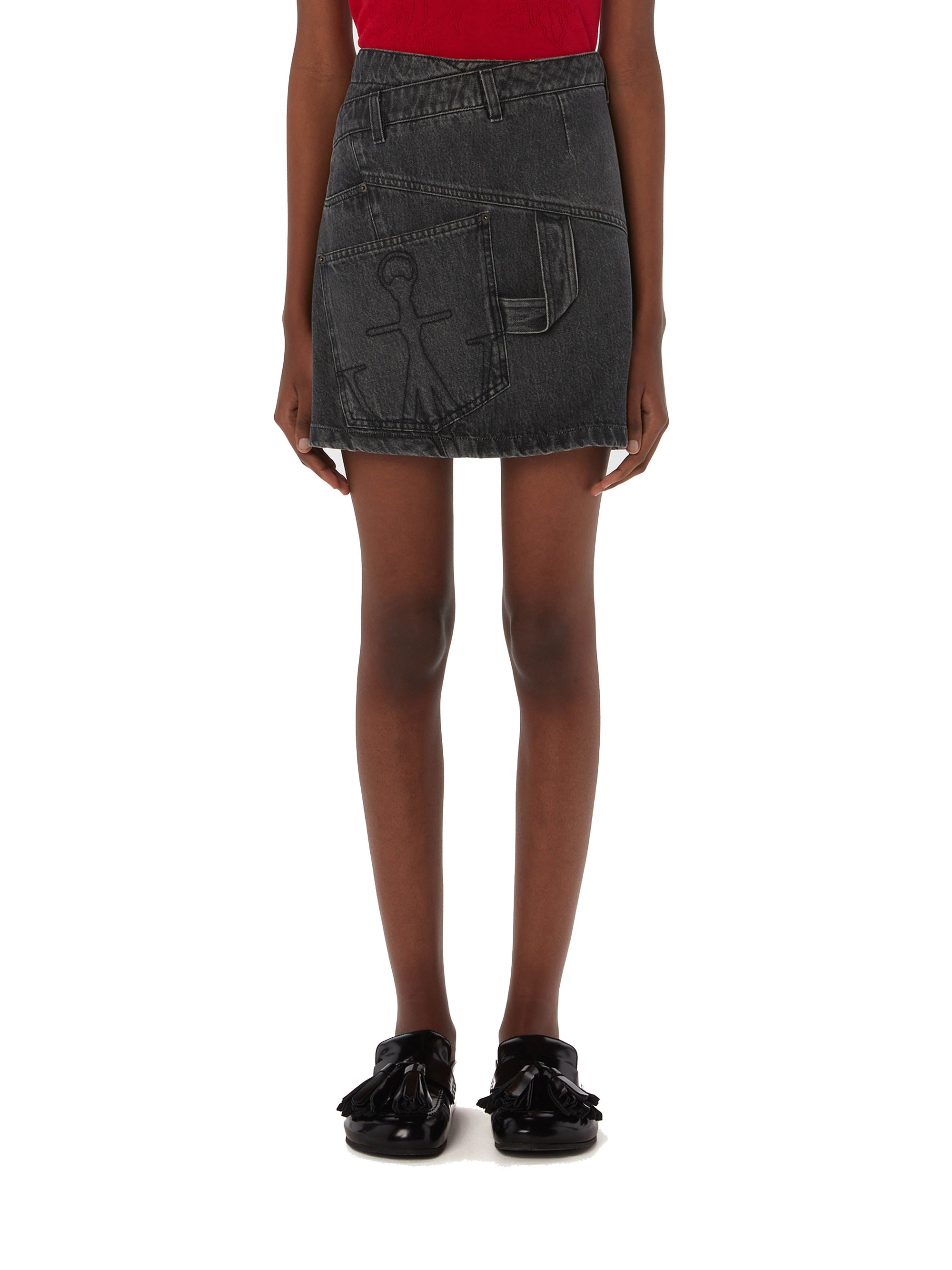Jupe courte torsadée en denim - Grey