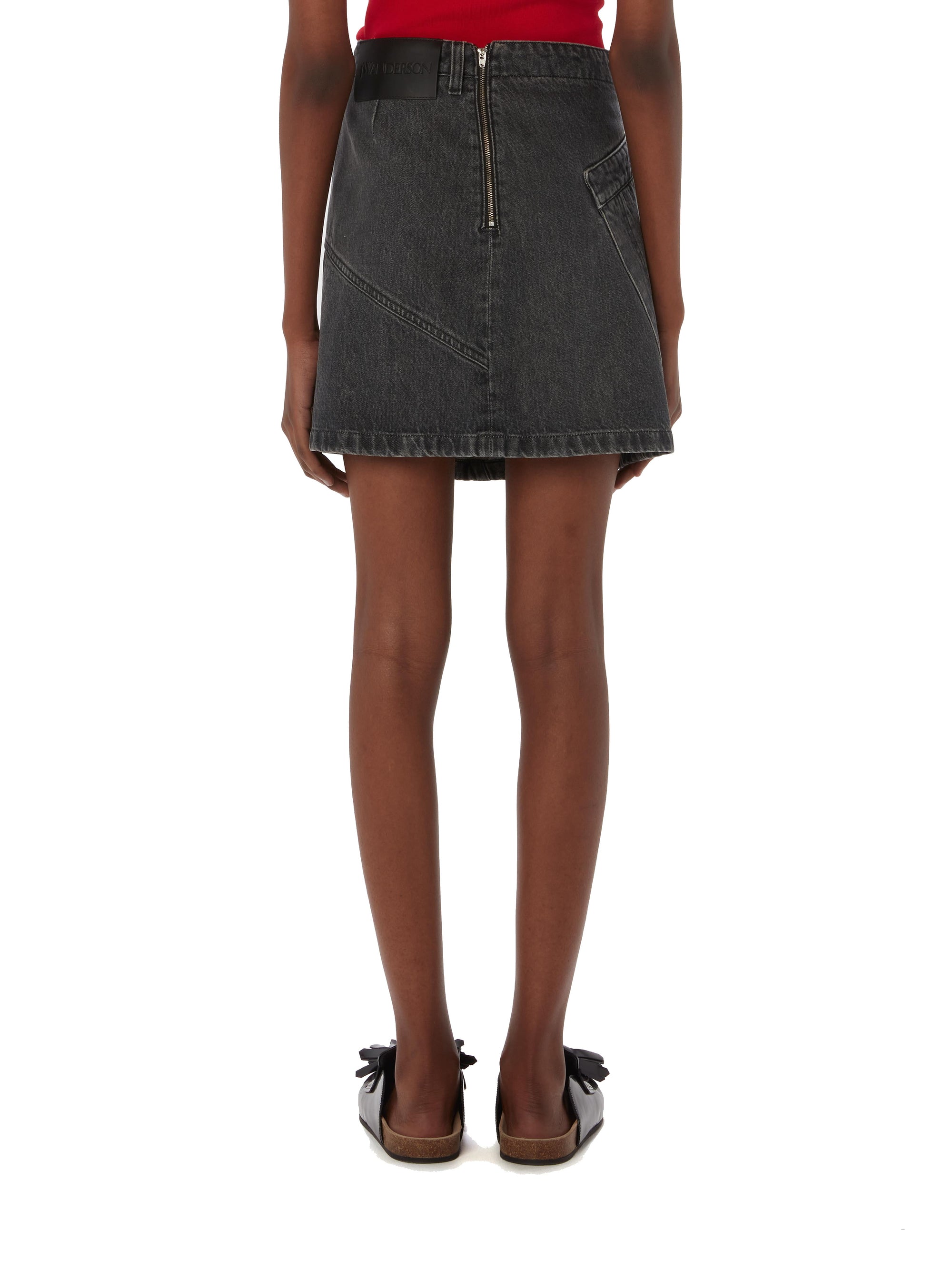 Jupe courte torsadée en denim - Grey