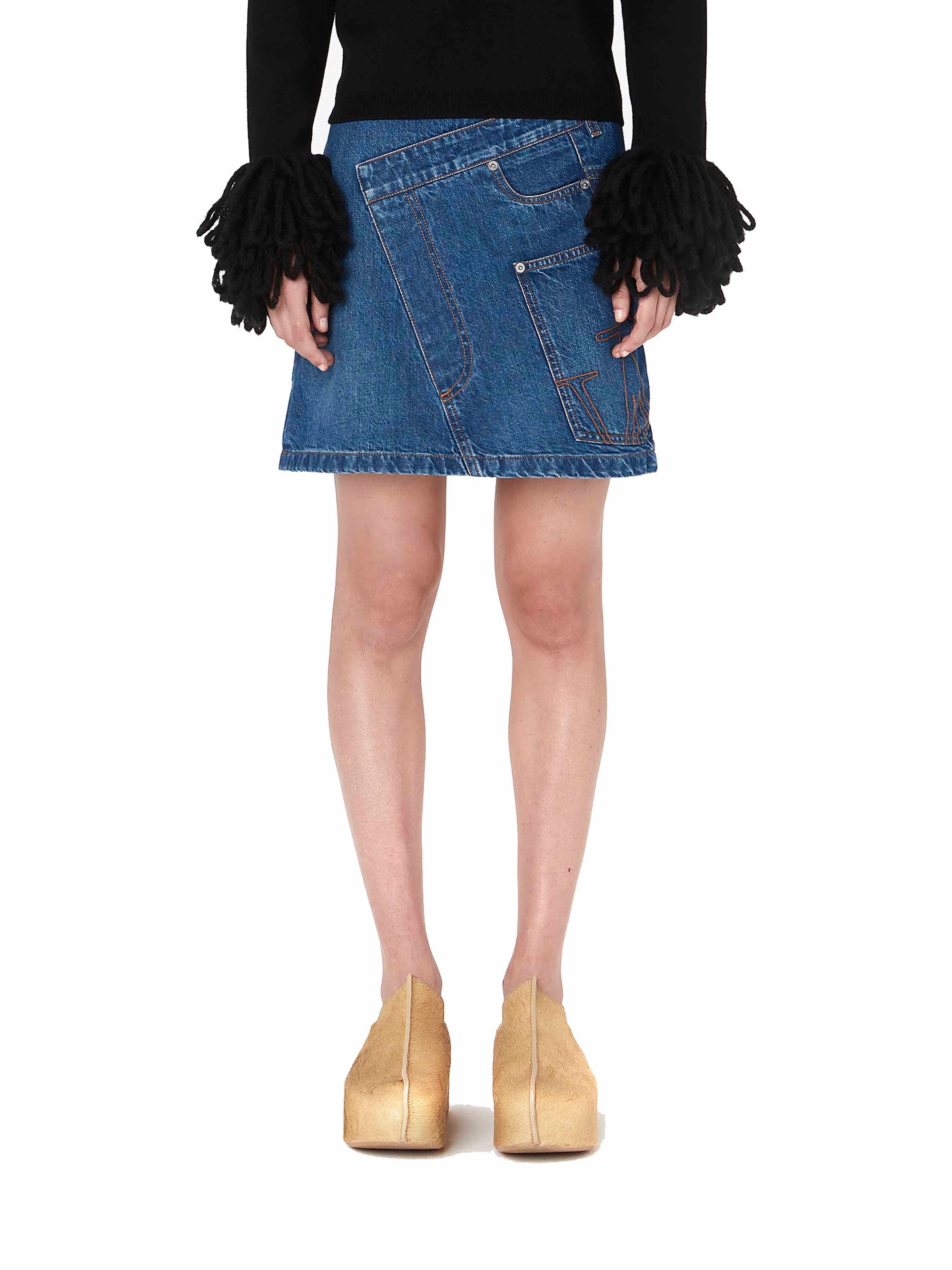 Jupe courte torsadée en denim - Light Blue